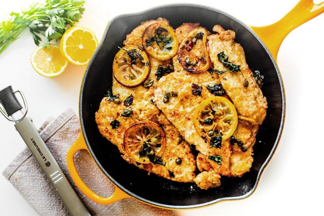 Pan-Fried Schnitzel with Fried Lemons and Capers